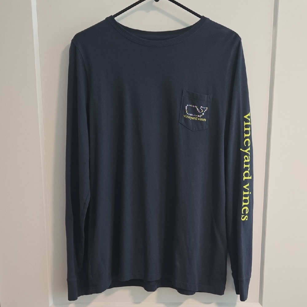 Vineyard Vines Halloween Whale Women's Dark Blue Cotton Long Sleeve Graphic Tee
